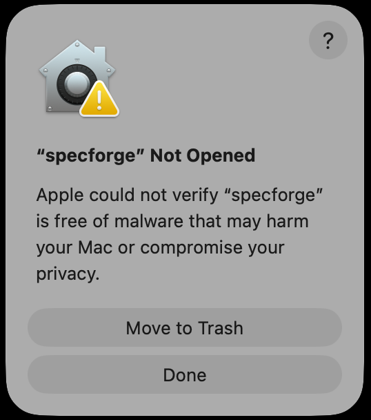 MacOS System Settings - Click on 'Open Anyway'