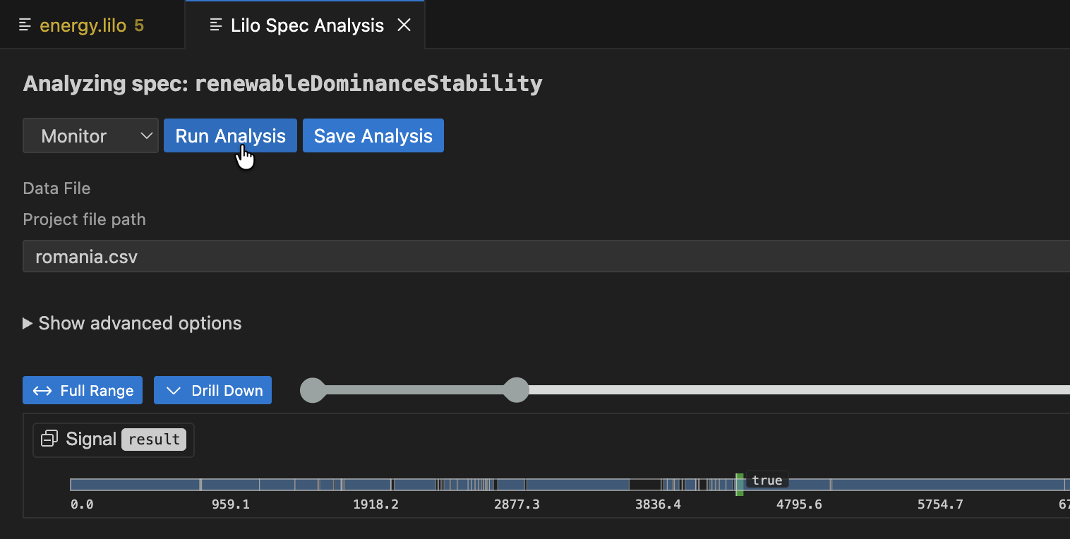 VSCode, spec analysis: monitor