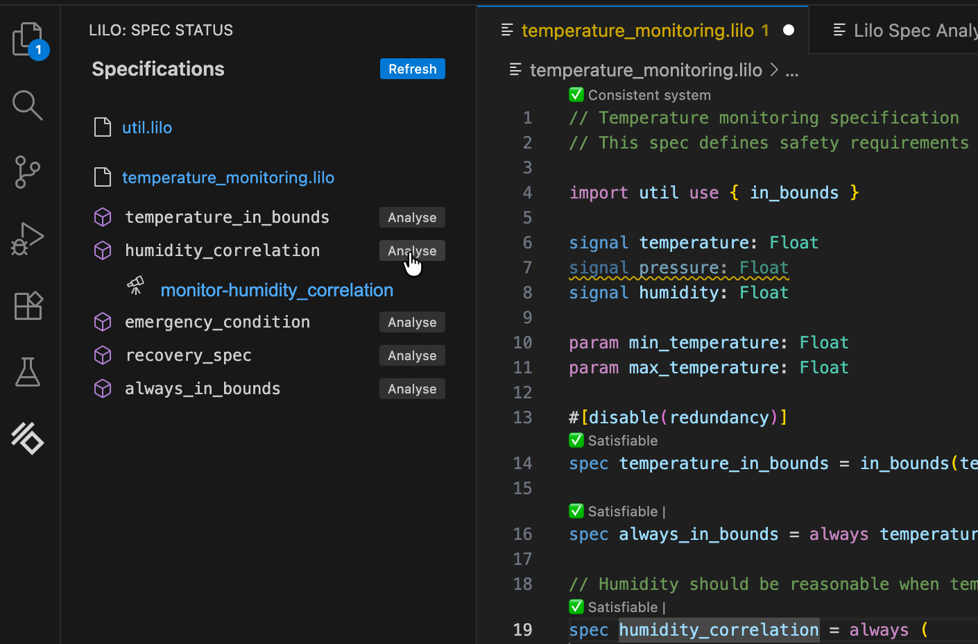 Analyse a spec